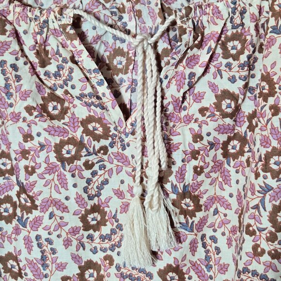Faherty Florence Organic Cotton Boho Top Floral Earth Block Print S NWOT - Picture 8 of 9